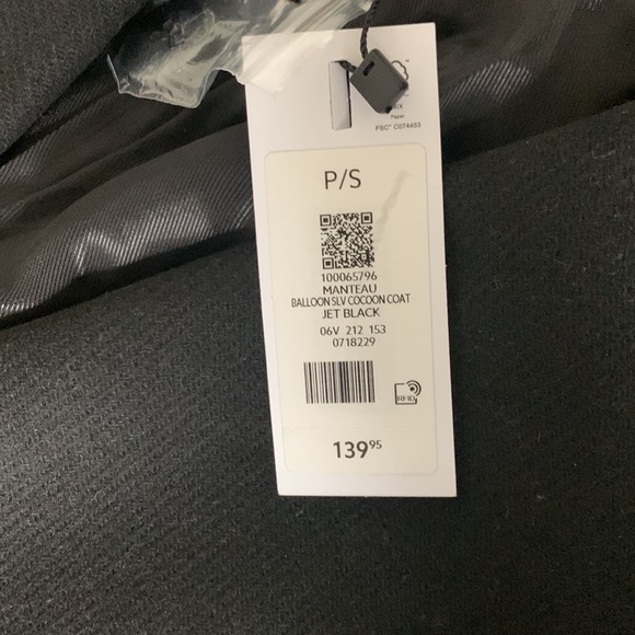 Dynamite balloon sleeve cocoon coat in jet black - Picture 5 of 6